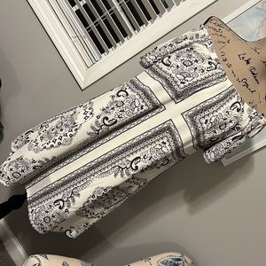 MAURICES Medium White/Black Off the Shoulder Lined Summer Dress Elastic Neckline